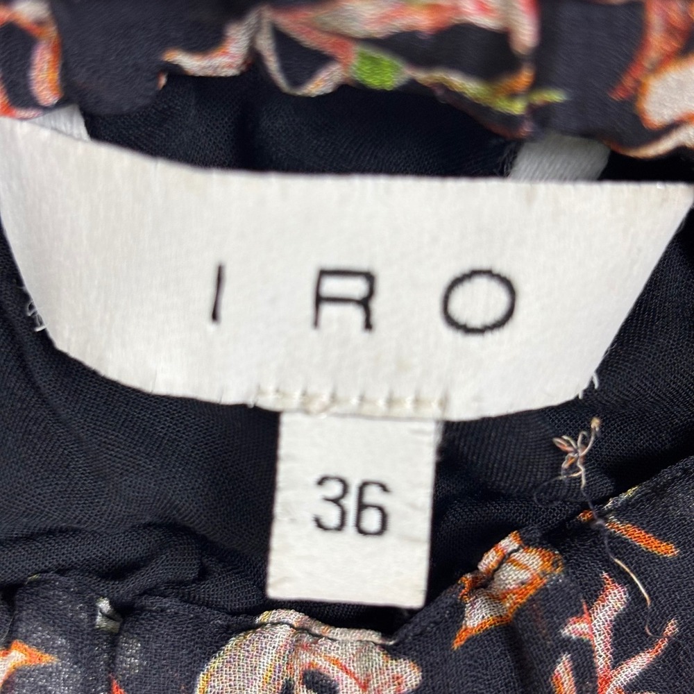 IRO Mini Skirt Size EU 36 - US Small Floral Tiered Mini Skirt Black Ruffle Party - Picture 4 of 9